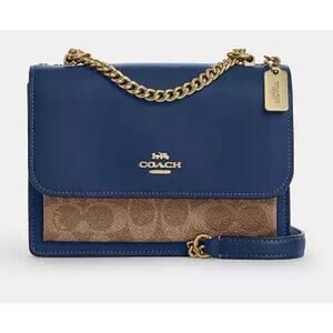 Coach Mini Clare Crossbody Gold/Deep Blue/ Tan